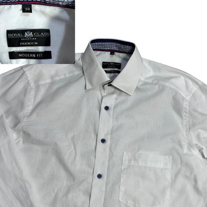 👔 Royal Class® White Modern Fit Dress Shirt(L)
