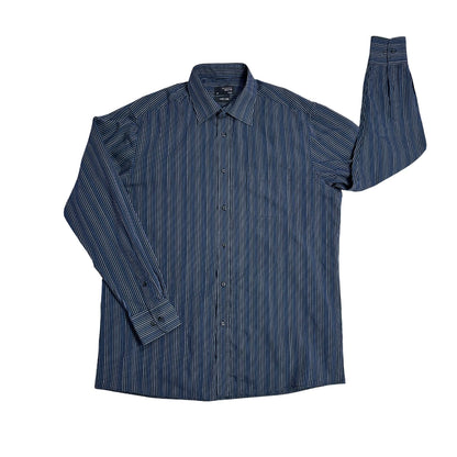 👔 Thomas Nash® Black Striped Formal Shirt(L)