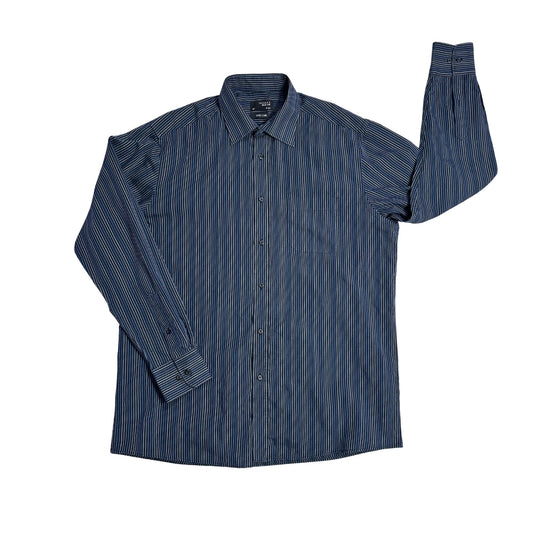 👔 Thomas Nash® Black Striped Formal Shirt(L)