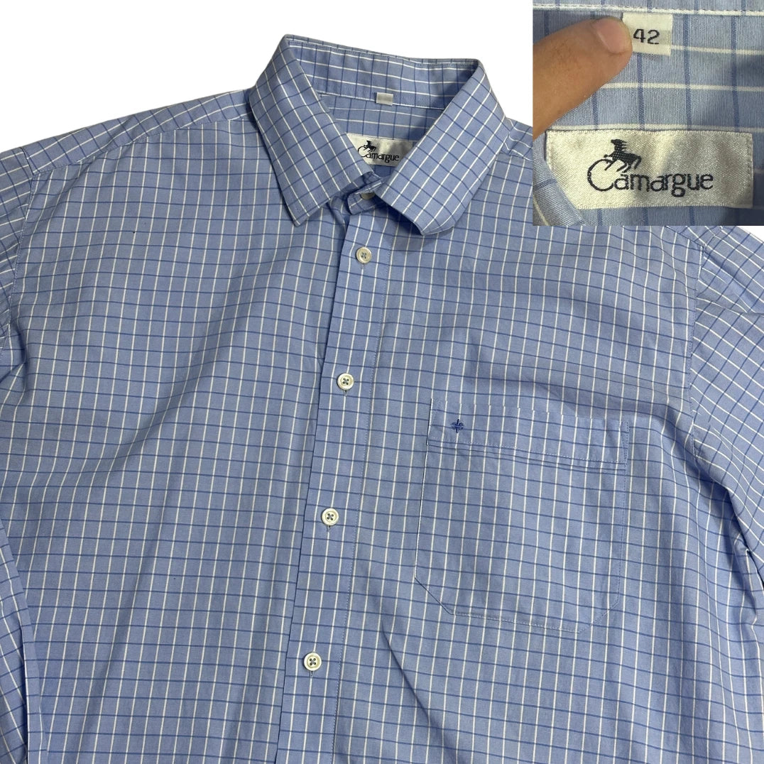 Camargue® Sky Blue Check Formal Shirt 👔(XL)
