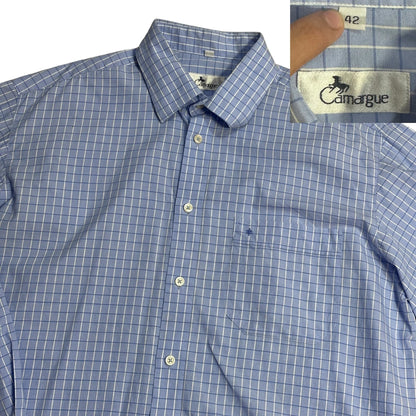 Camargue® Sky Blue Check Formal Shirt 👔(XL)