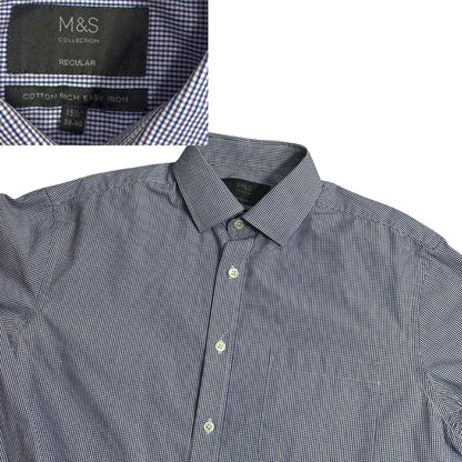 M&S® Navy Check Formal Shirt(L)