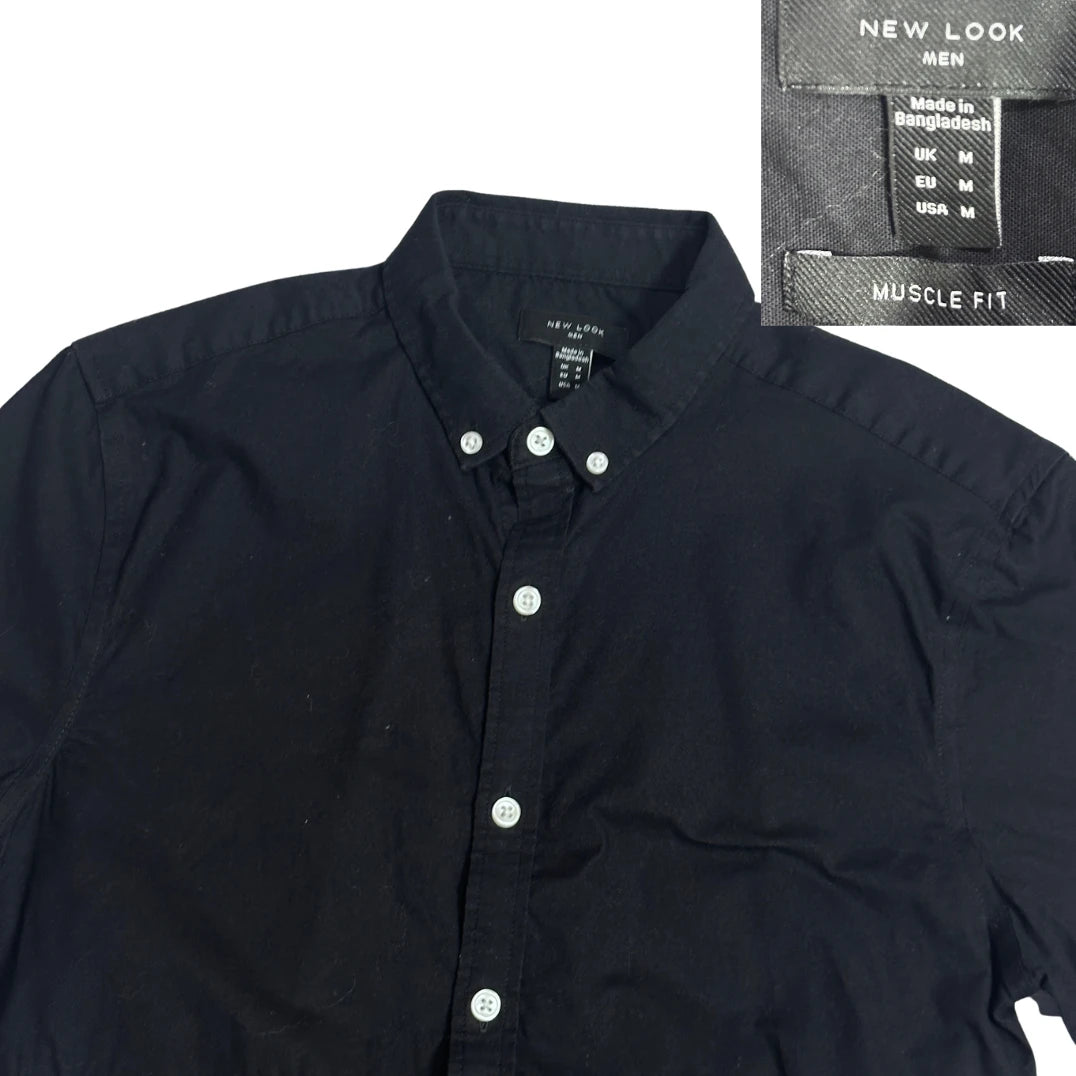 New Look® Black Muscle Fit Short Sleeve Shirt(M)