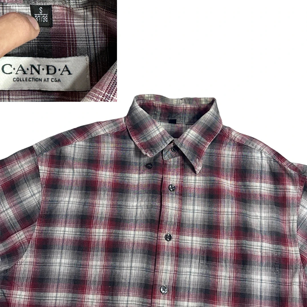 Canda® Maroon Plaid Casual Shirt(S)
