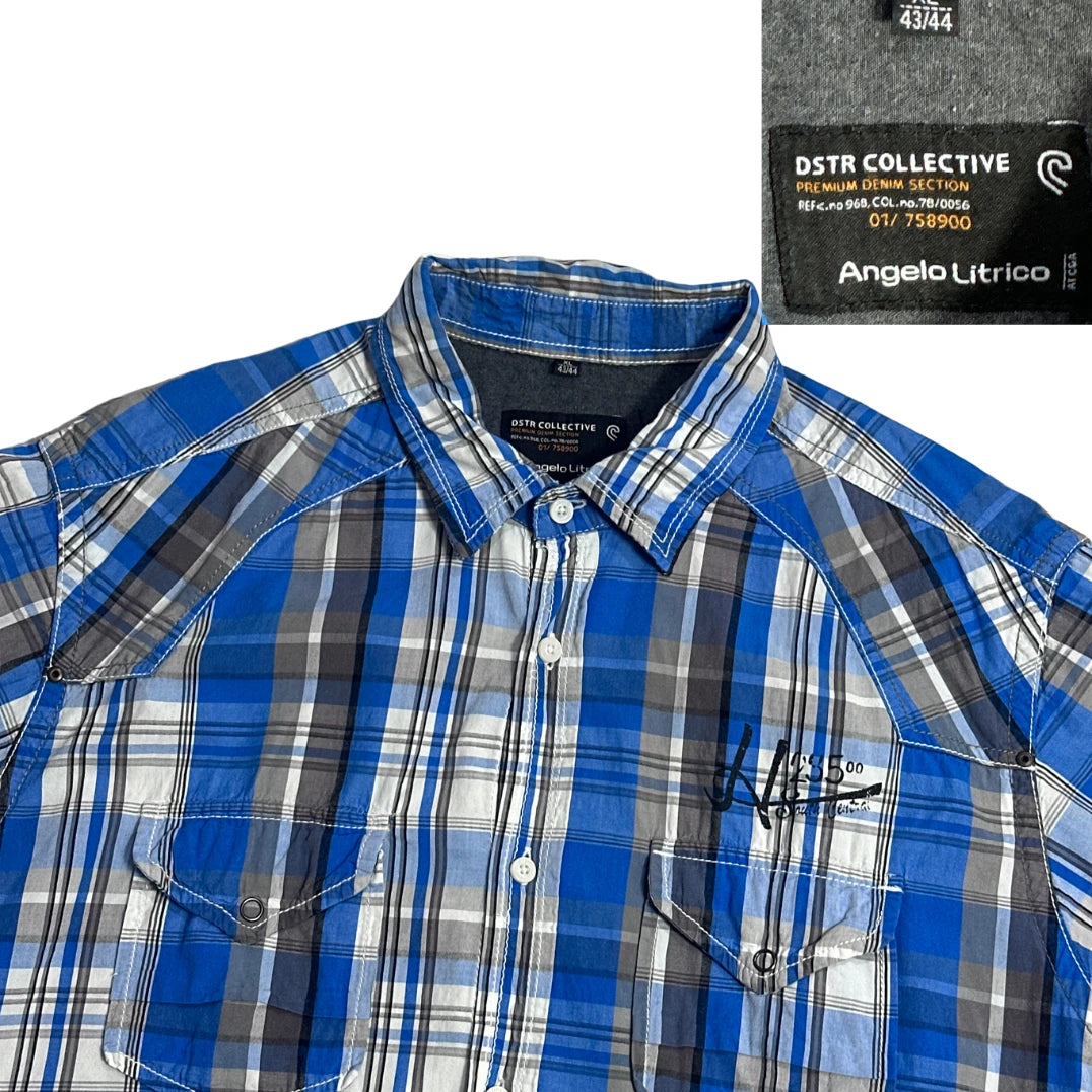 Angelo Litrico® Blue Plaid Casual Shirt(XL)