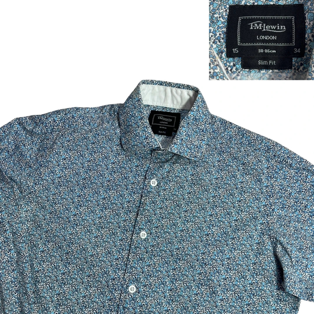 Milewin® Blue Floral Slim Fit Shirt 🌸(S)