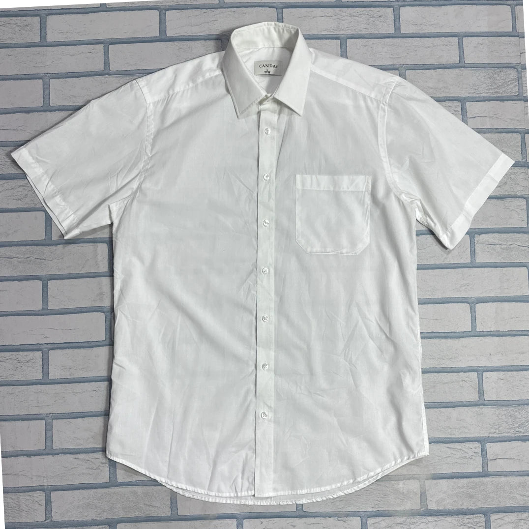 Canda® White Casual Half Sleeve Shirt 🤍(S)