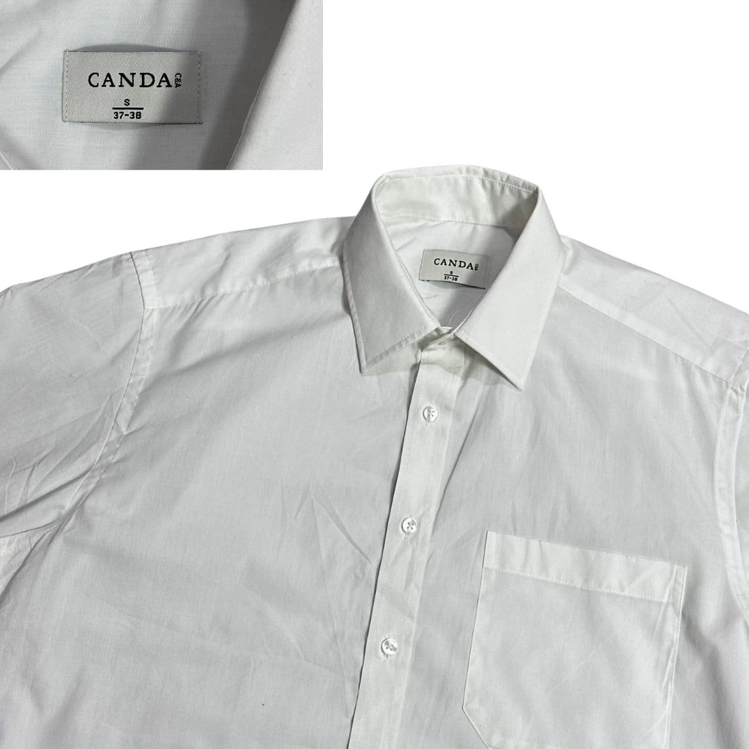 Canda® White Casual Half Sleeve Shirt 🤍(S)