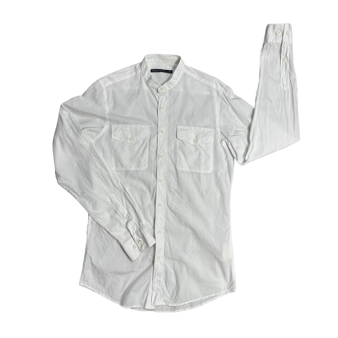 Angelo Litrico® White Mandarin Collar Utility Shirt(S)