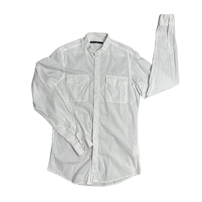 Angelo Litrico® White Mandarin Collar Utility Shirt(S)