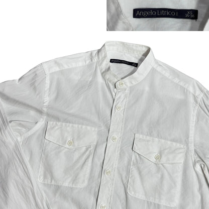 Angelo Litrico® White Mandarin Collar Utility Shirt(S)