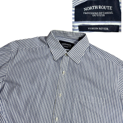 North Route® Blue White Striped Casual Shirt(XL)