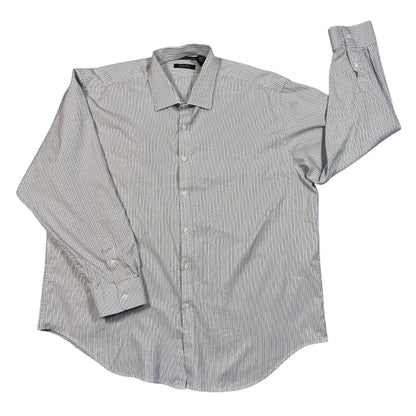 Metropolitan View® White & Black Striped Slim Fit Dress Shirt (XL)
