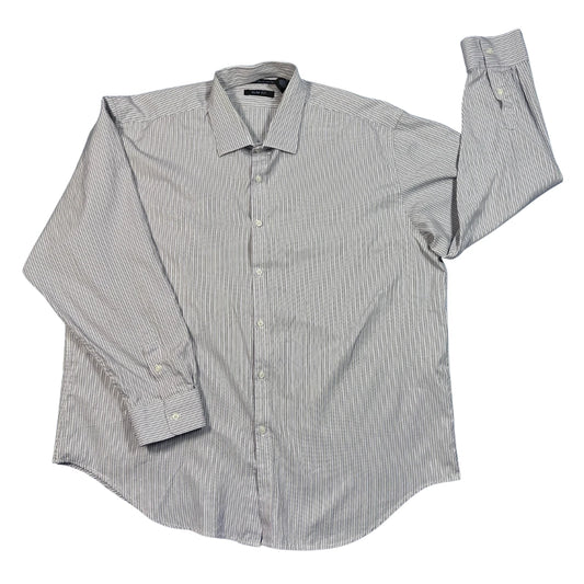Metropolitan View® White & Black Striped Slim Fit Dress Shirt (XL)