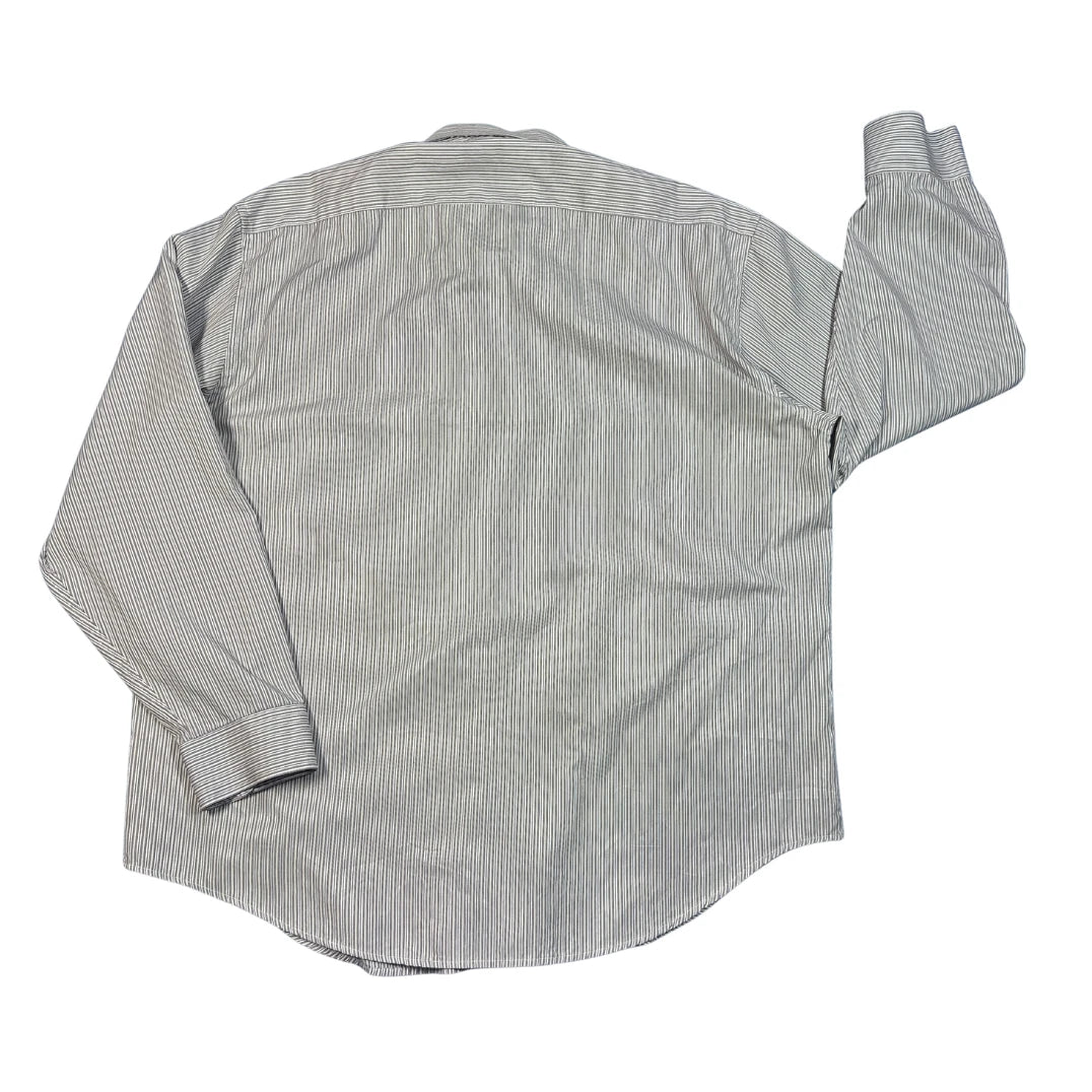 Metropolitan View® White & Black Striped Slim Fit Dress Shirt (XL)