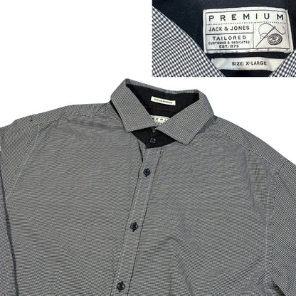 Jack & Jones® Black Micro Check Dress Shirt (XL)