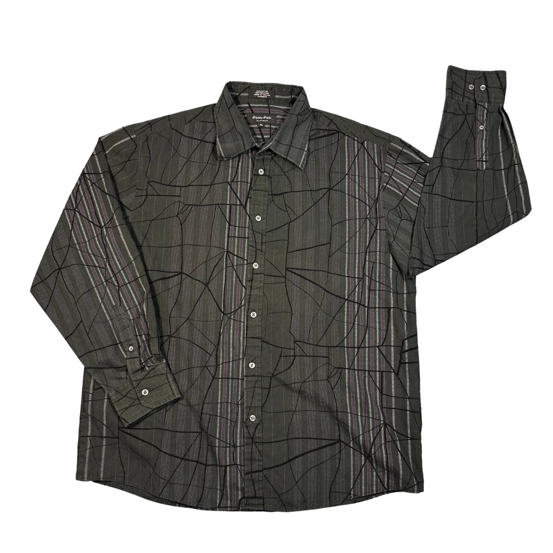 Eighty Eight Platinum® Charcoal Abstract Stripe Shirt (XL)