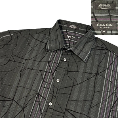 Eighty Eight Platinum® Charcoal Abstract Stripe Shirt (XL)