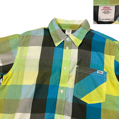 s.Oliver® Green & Blue Check Short Sleeve Shirt (S)