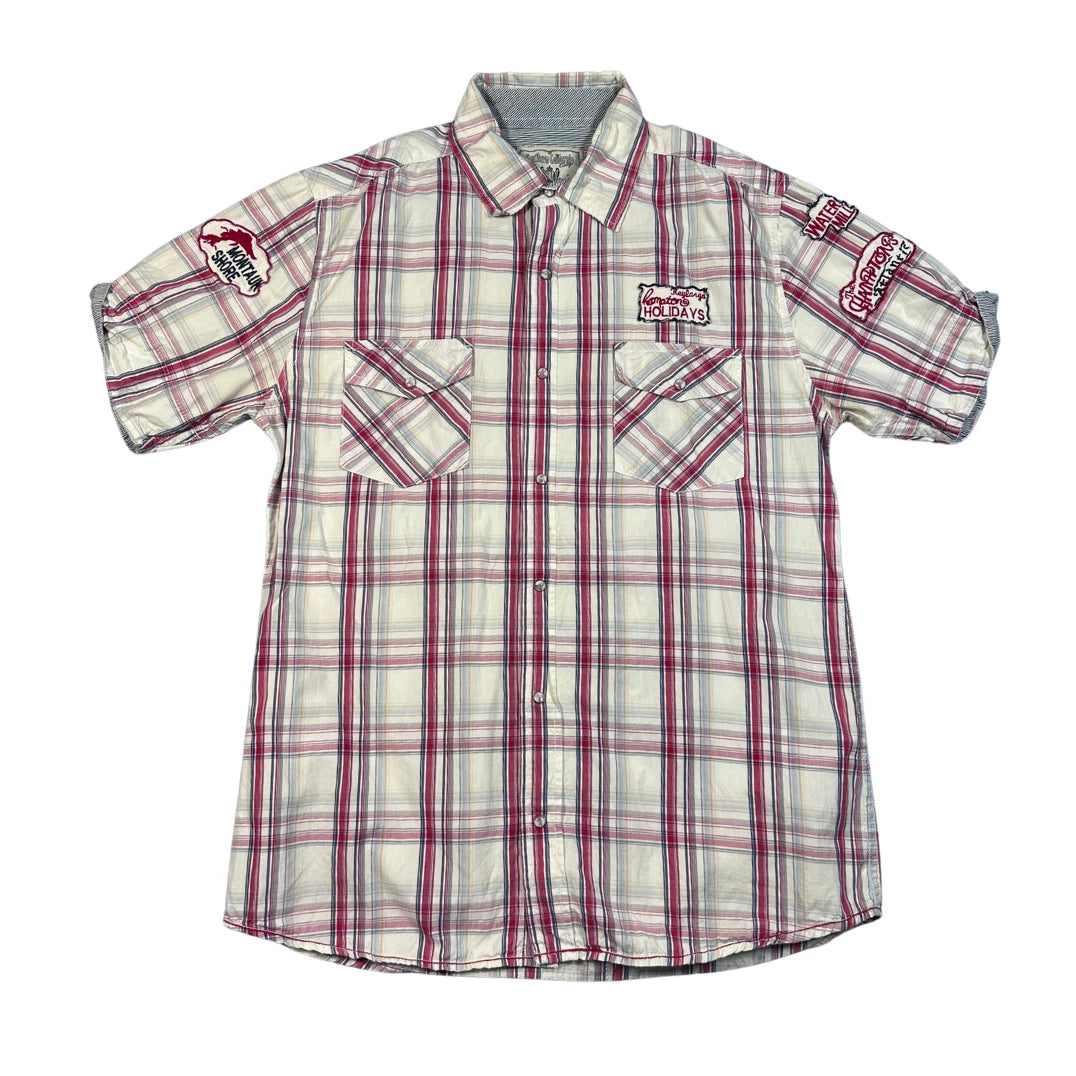 Southern California® Navy Plaid Patchwork Short Sleeve Shirt (M)