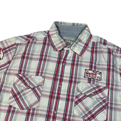Southern California® Navy Plaid Patchwork Short Sleeve Shirt (M)