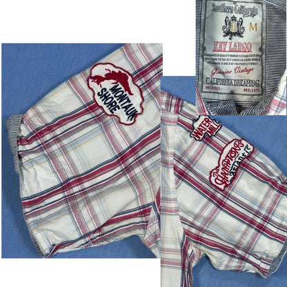 Southern California® Navy Plaid Patchwork Short Sleeve Shirt (M)