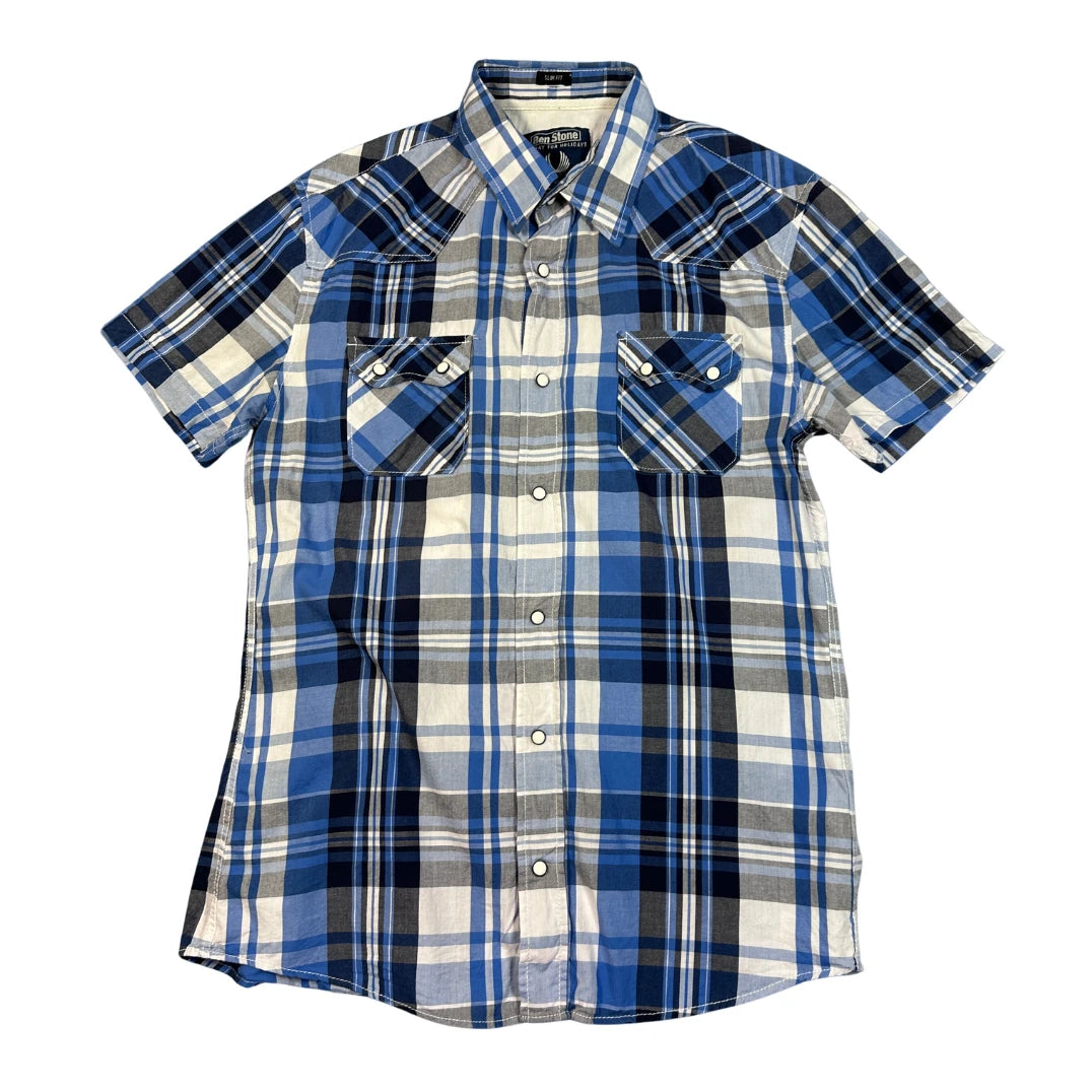 Ben Stone® Blue Plaid Western Shirt (L)