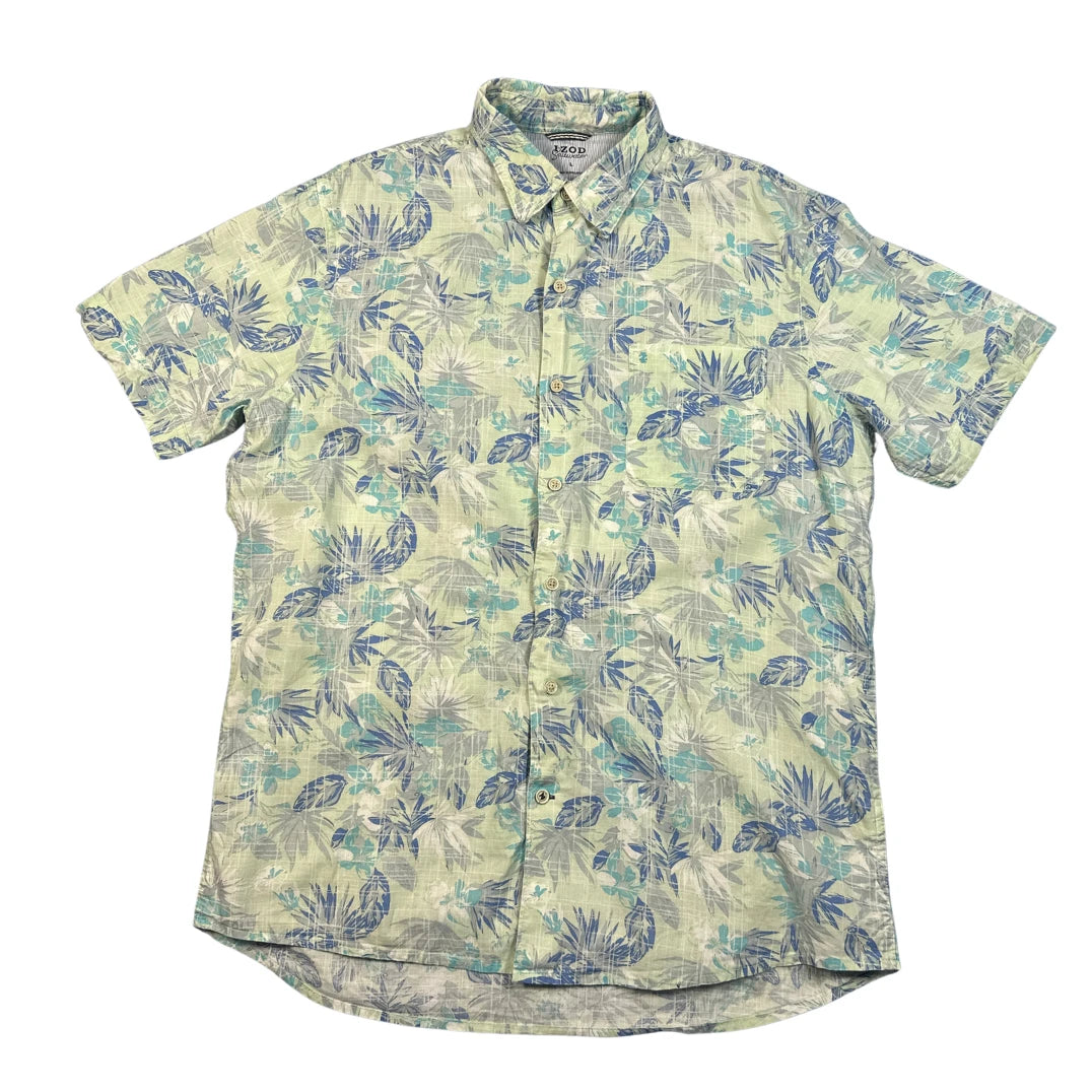 IZOD Saltwater® Mint Floral Short Sleeve Shirt (L)