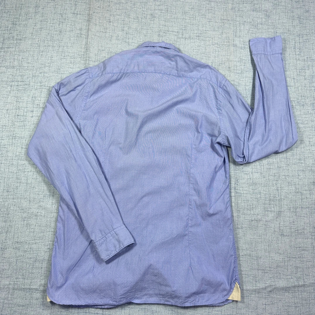 FIL NOIR® Light Blue Textured Casual Button-Up Shirt(M)