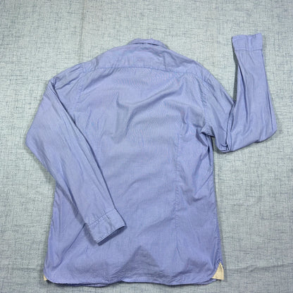FIL NOIR® Light Blue Textured Casual Button-Up Shirt(M)