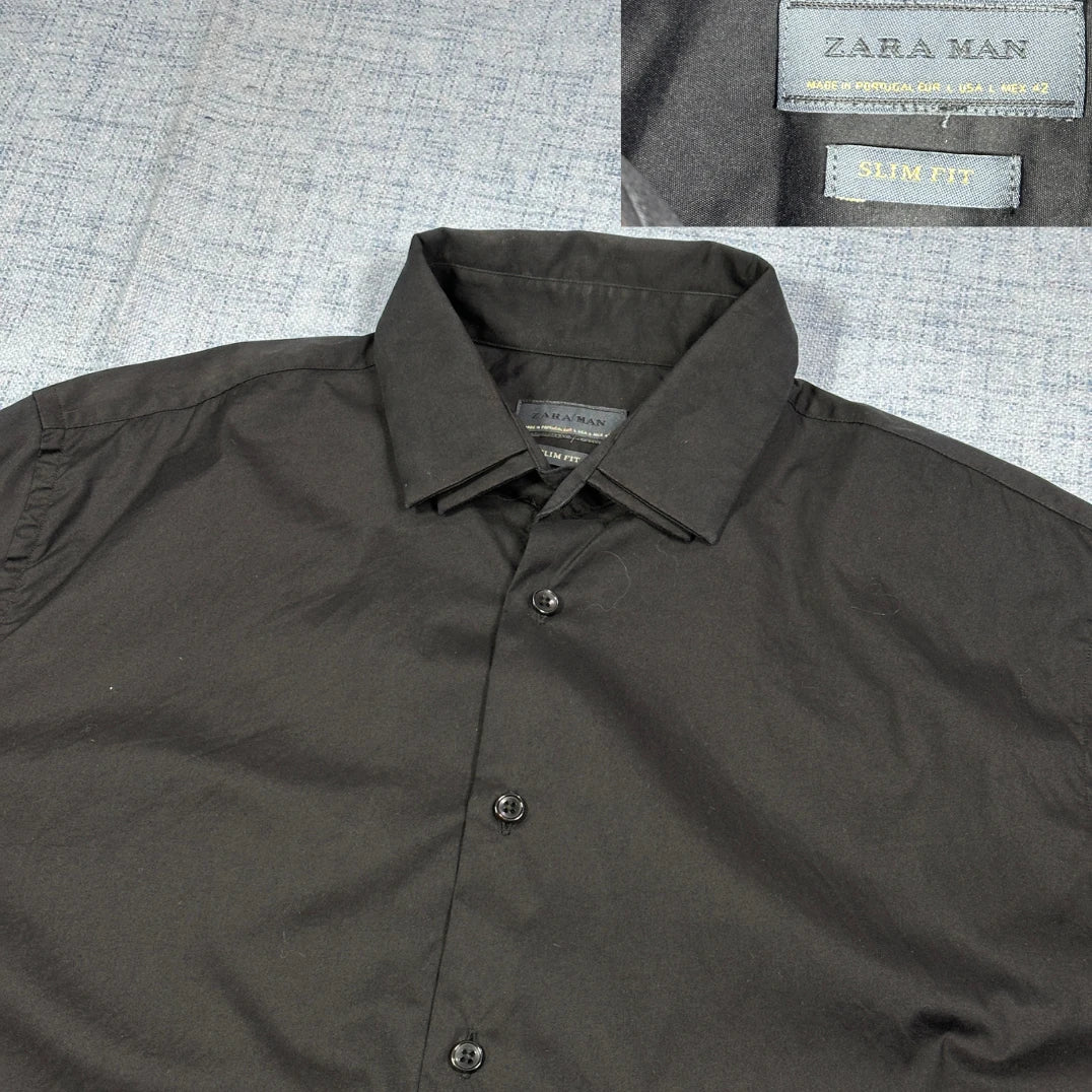 ZARA MAN® Black Slim Fit Formal Shirt(L)