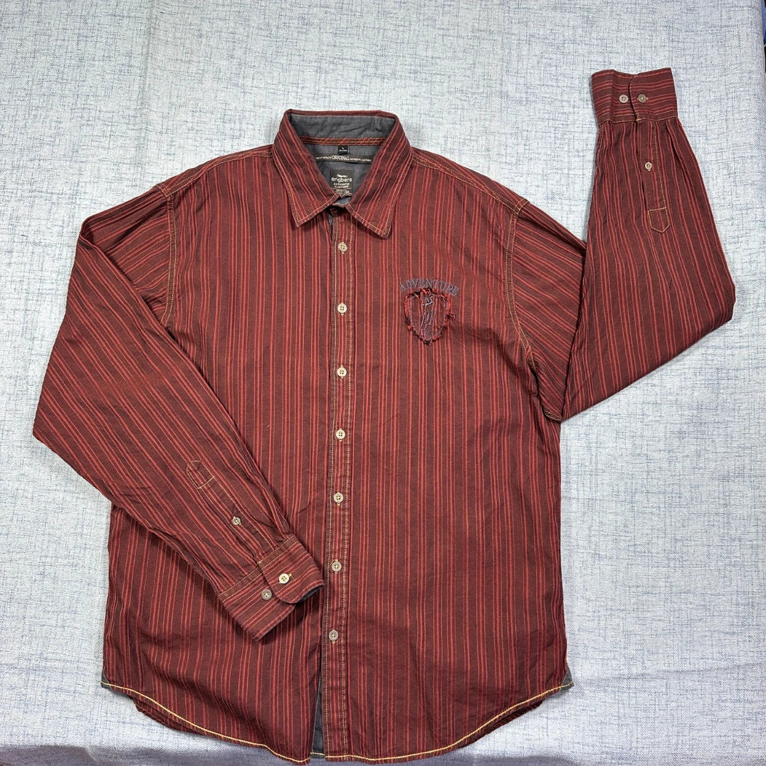 engbers® Maroon Striped Casual Shirt(L)