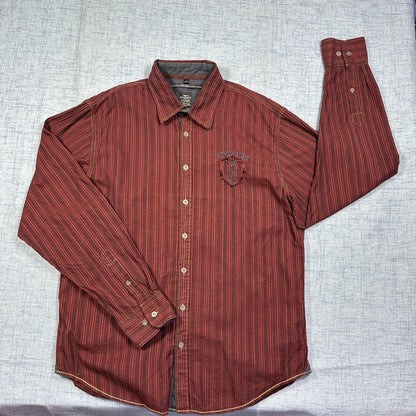 engbers® Maroon Striped Casual Shirt(L)