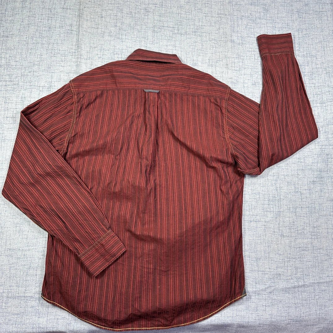 engbers® Maroon Striped Casual Shirt(L)