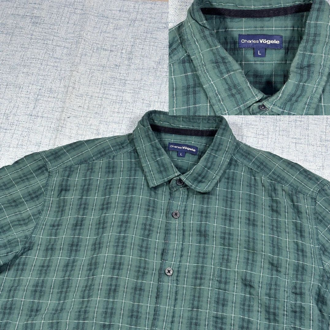 Charles Vögele® Green Short Sleeve Check Shirt(L)
