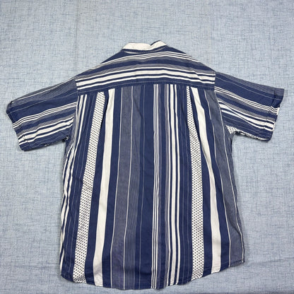 Melville® Blue & White Vertical Stripe Short Sleeve Shirt(L)