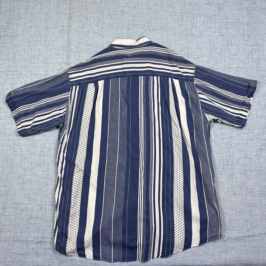 Melville® Blue & White Vertical Stripe Short Sleeve Shirt(L)