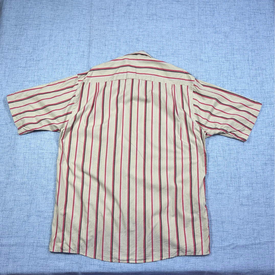 Casa Moda® Beige Striped Short Sleeve Shirt(L)