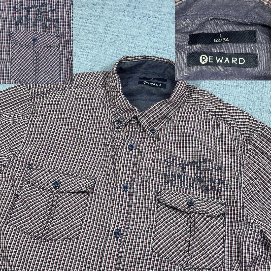 Reward® Micro Check Utility Short Sleeve Shirt(L)