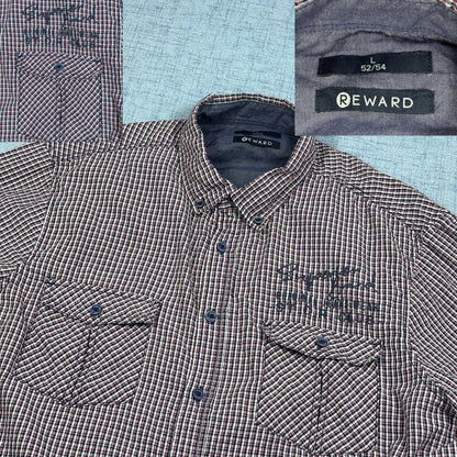Reward® Micro Check Utility Short Sleeve Shirt(L)