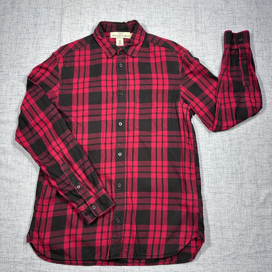 H&M LOGG® Red Black Plaid Casual Button-Up Shirt (M)_