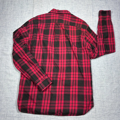 H&M LOGG® Red Black Plaid Casual Button-Up Shirt (M)_