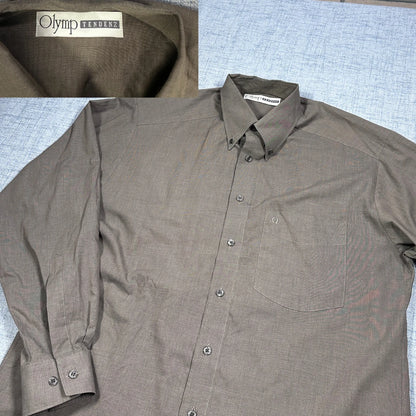 Olymp Tendenz® Taupe Button Down Formal Shirt 👔(L)