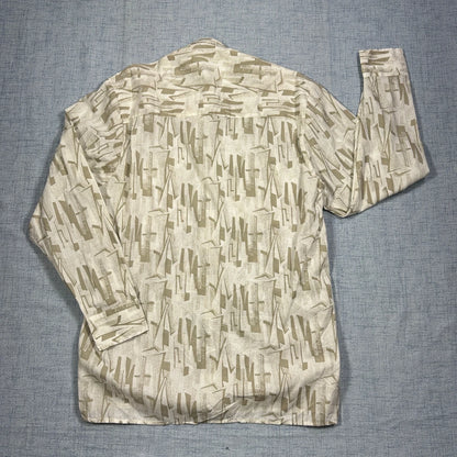 Lorini Collection® Beige Abstract Print Casual Shirt (L)