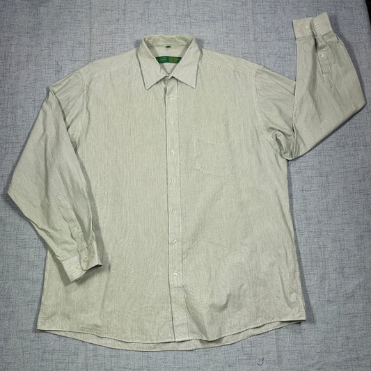 Canda® Light Green Striped Formal Shirt (XL)