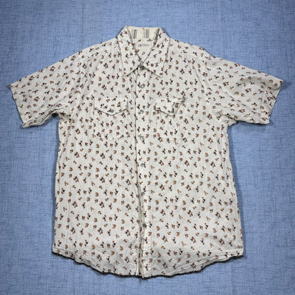 BKE67® White Floral Short Sleeve Shirt (M)