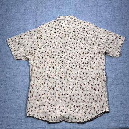 BKE67® White Floral Short Sleeve Shirt (M)
