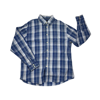 Globe Trotter® Blue Plaid Casual Button-Up Shirt(L)