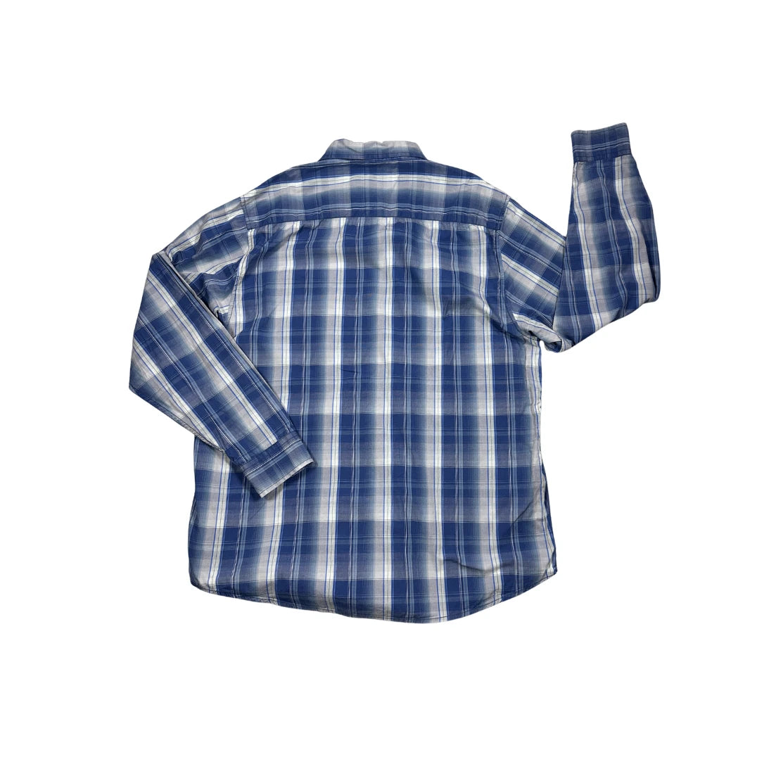 Globe Trotter® Blue Plaid Casual Button-Up Shirt(L)