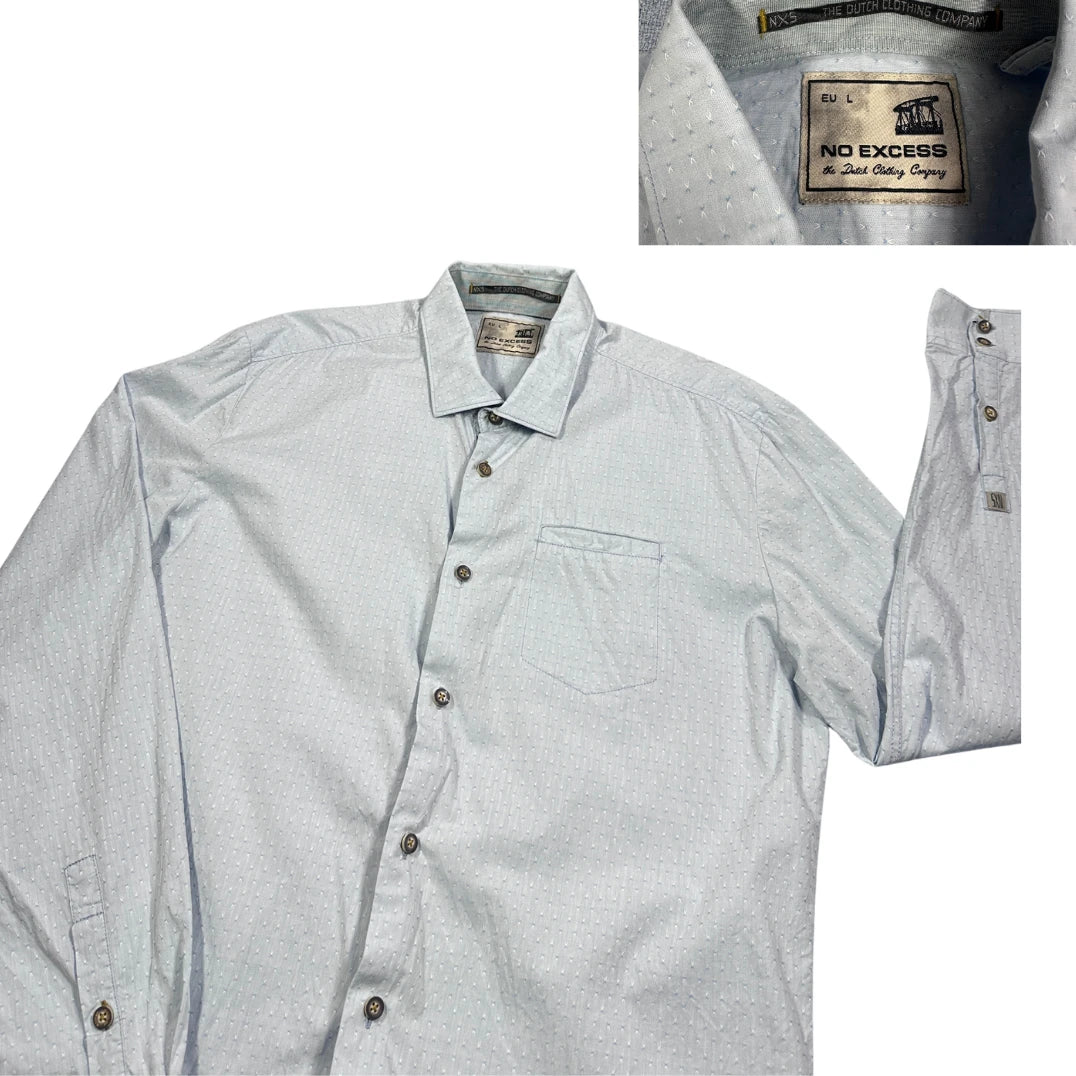 No Excess® Light Blue Textured Casual Shirt(XL)